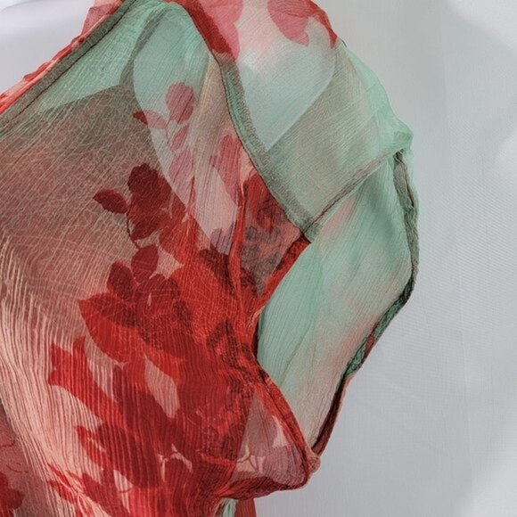 MNG Mango Women's Red/Green Floral Fully Lined V-neck Knee-Length Sundress Sz 4 - Picture 3 of 10